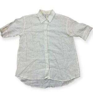 Laude‎ The Label Shirt Oversized Women's XS/S Ivory Ethical Linen Short Sleeve